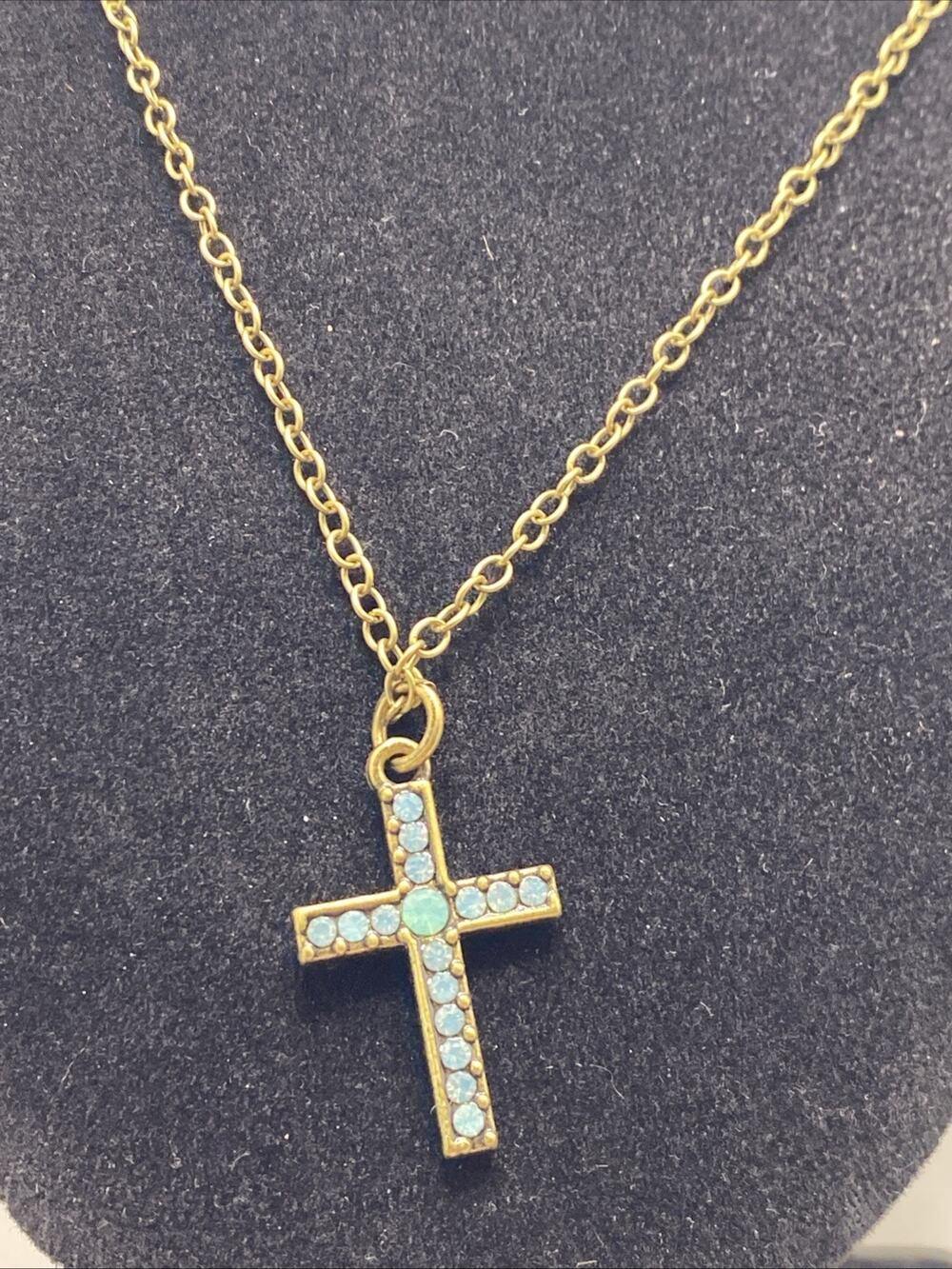 Womens Faith Christian Cross Blue Gem Necklace Womens Jewelry Faith